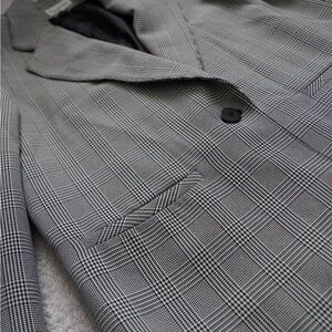 Classic Black and Gray Checkered Blazer